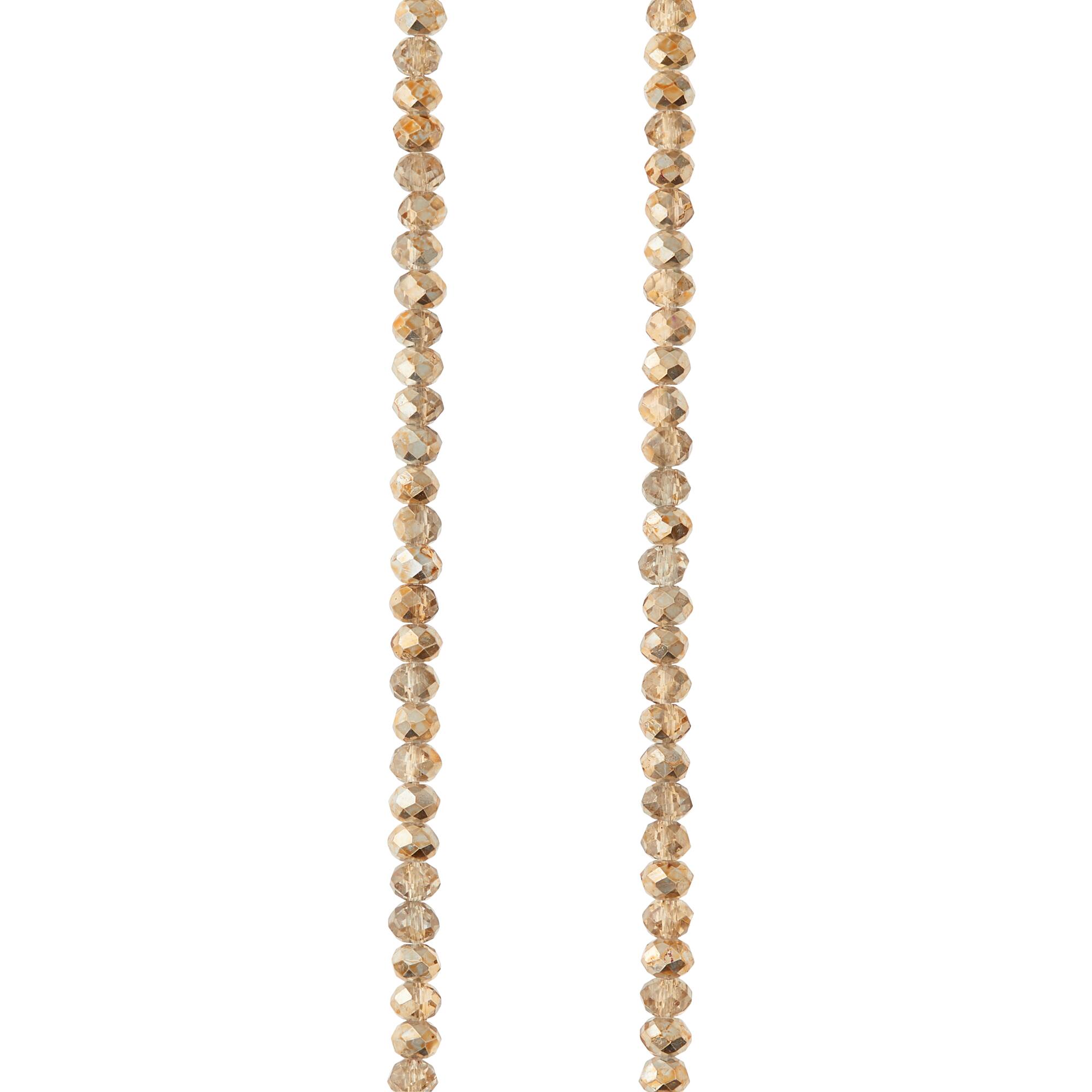 Amber Small Glass Faceted Rondel Beads, 3mm by Bead Landing™